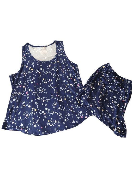 Joyspun Other - JoySpun Womens Celestial Blue Moon Stars Pajama Set Sleeveless Top Shorts Sz 3X